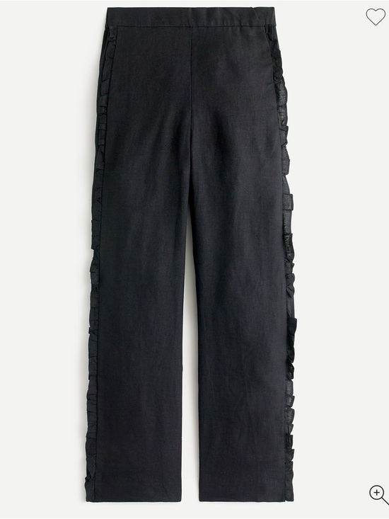 J. Crew Pants - J Crew Wide-leg ruffle pant in linen size XS in black.